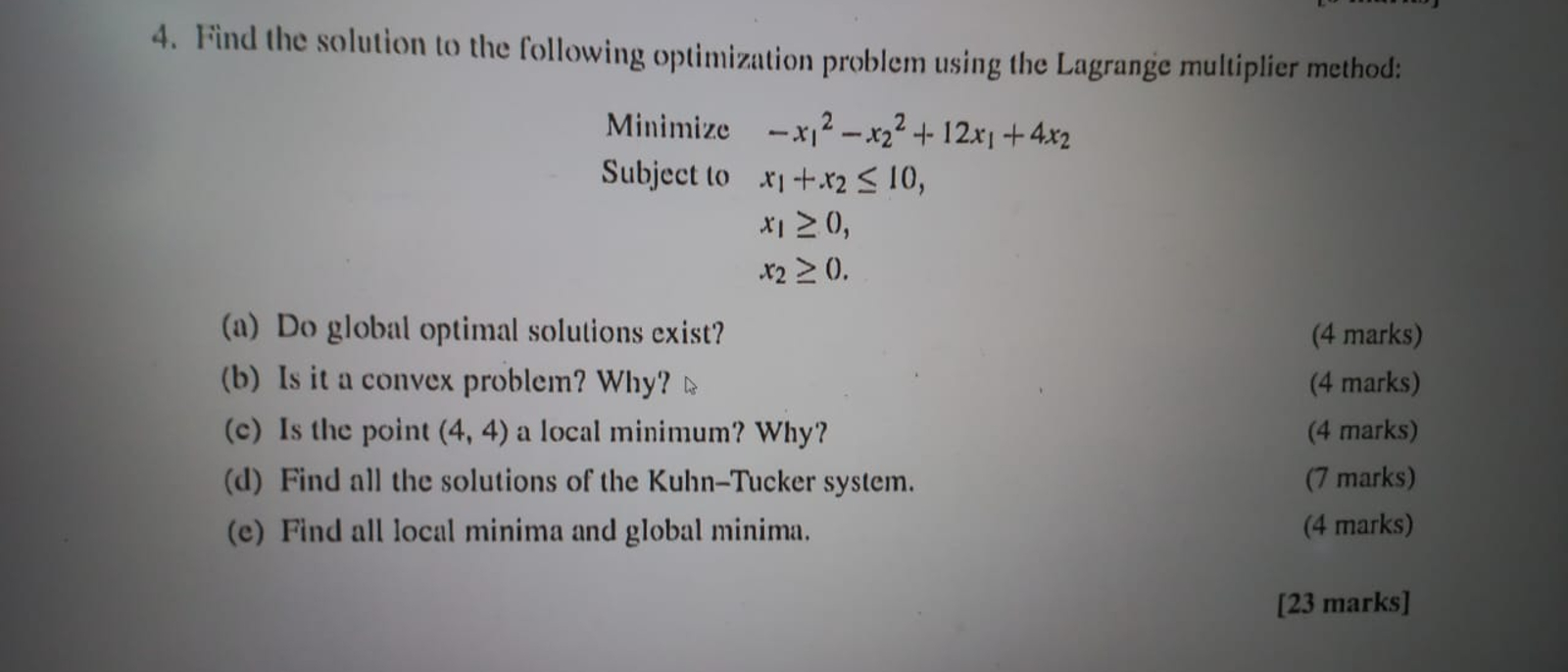 Solved Find the solution to the following optimization | Chegg.com
