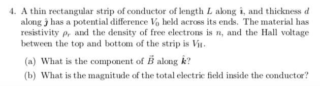 Solved 4 A Thin Rectangular Strip Of Conductor Of Length Chegg Com