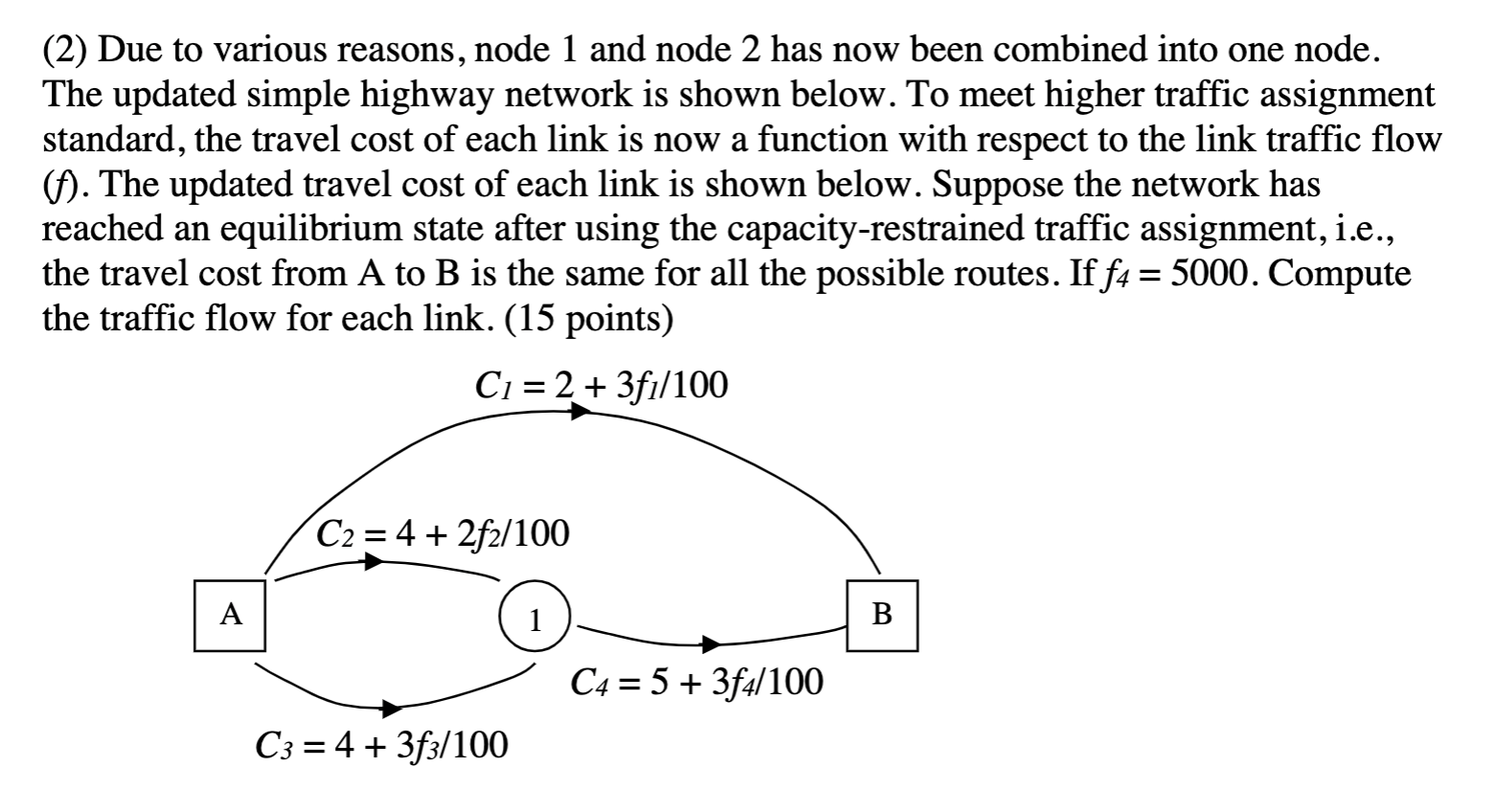 Solved 10. Consider the simple highway network shown below. | Chegg.com