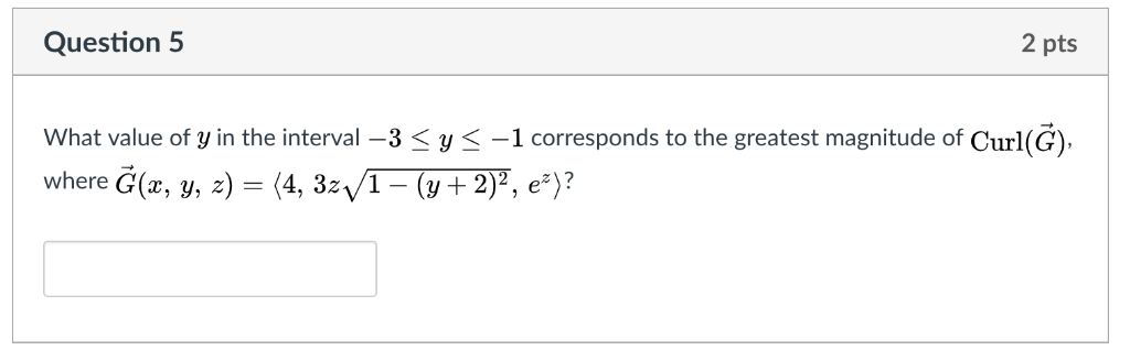 Solved Question 5 2 pts what value of y in the | Chegg.com