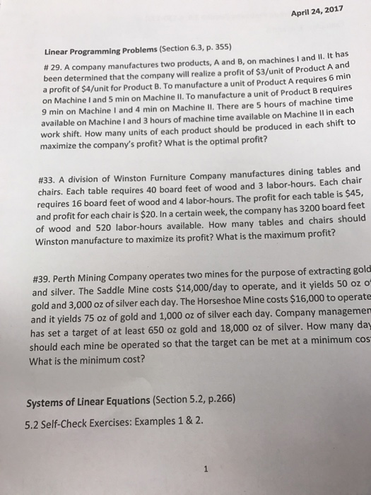 Solved Linear Programming Problems (Section 6.3, p. 355) A | Chegg.com