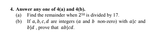 Solved 4. Answer Any One Of 4(a) And 4(b). (a) Find The | Chegg.com