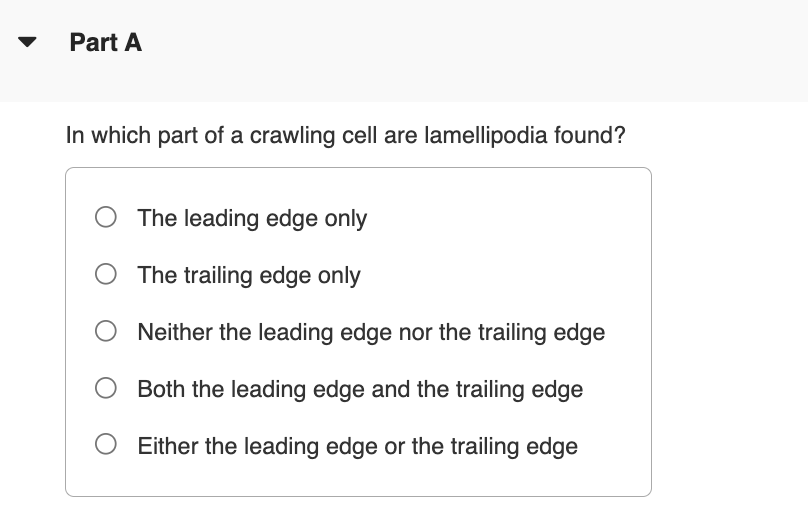 Solved Part A In which part of a crawling cell are