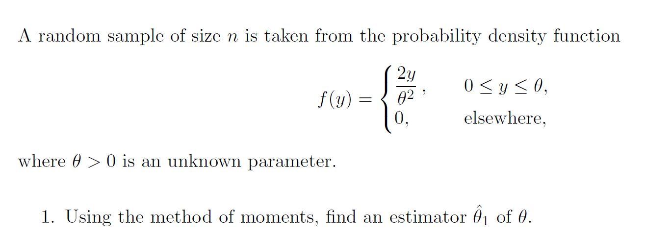 Solved A random sample of size n is taken from the | Chegg.com