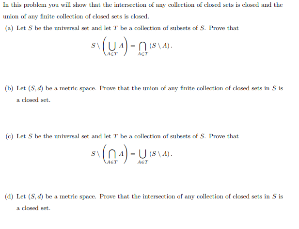 Solved In this problem you wil show that the intersection of