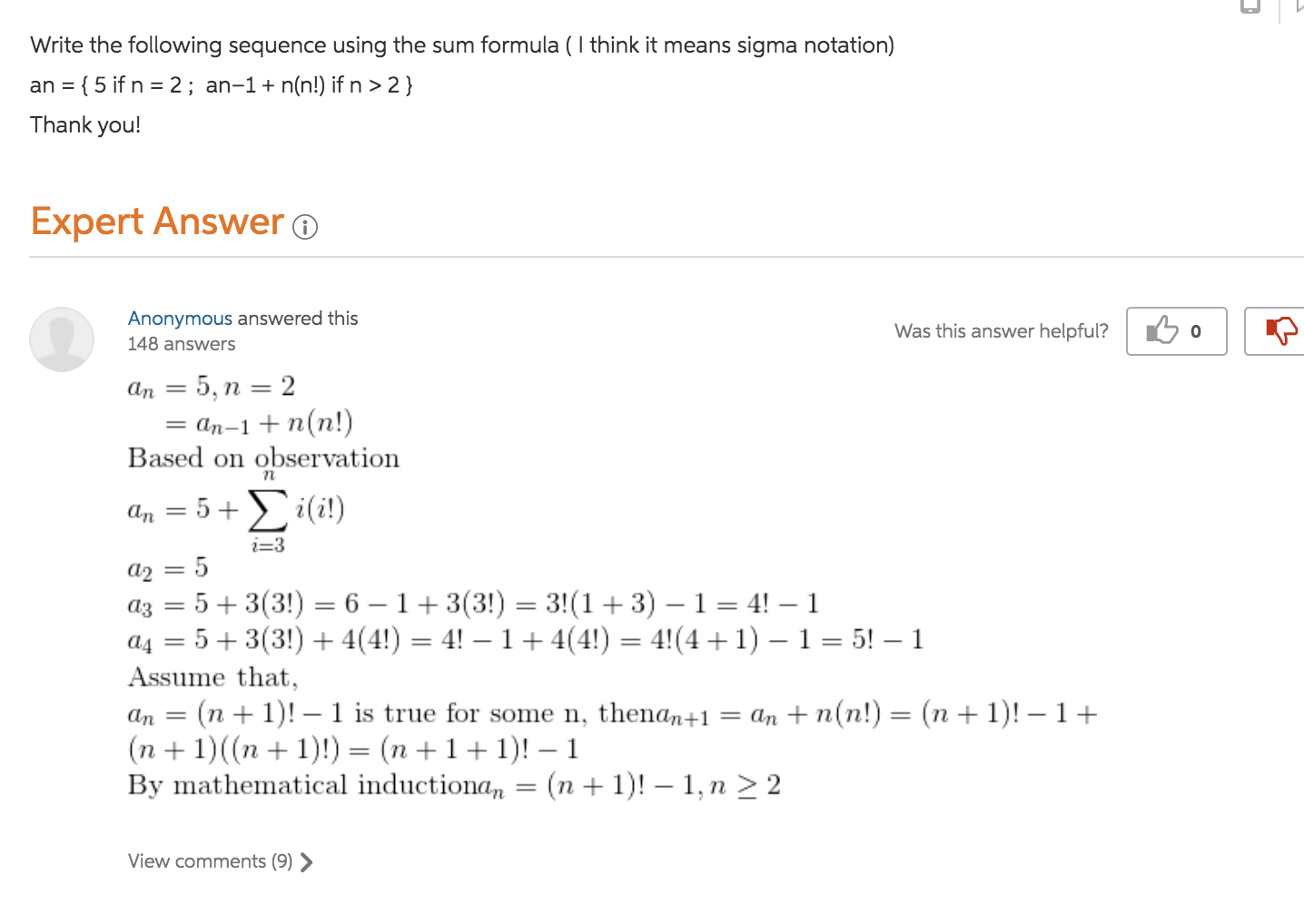 Solved Write The Following Sequence Using The Sum Formula I Chegg Com