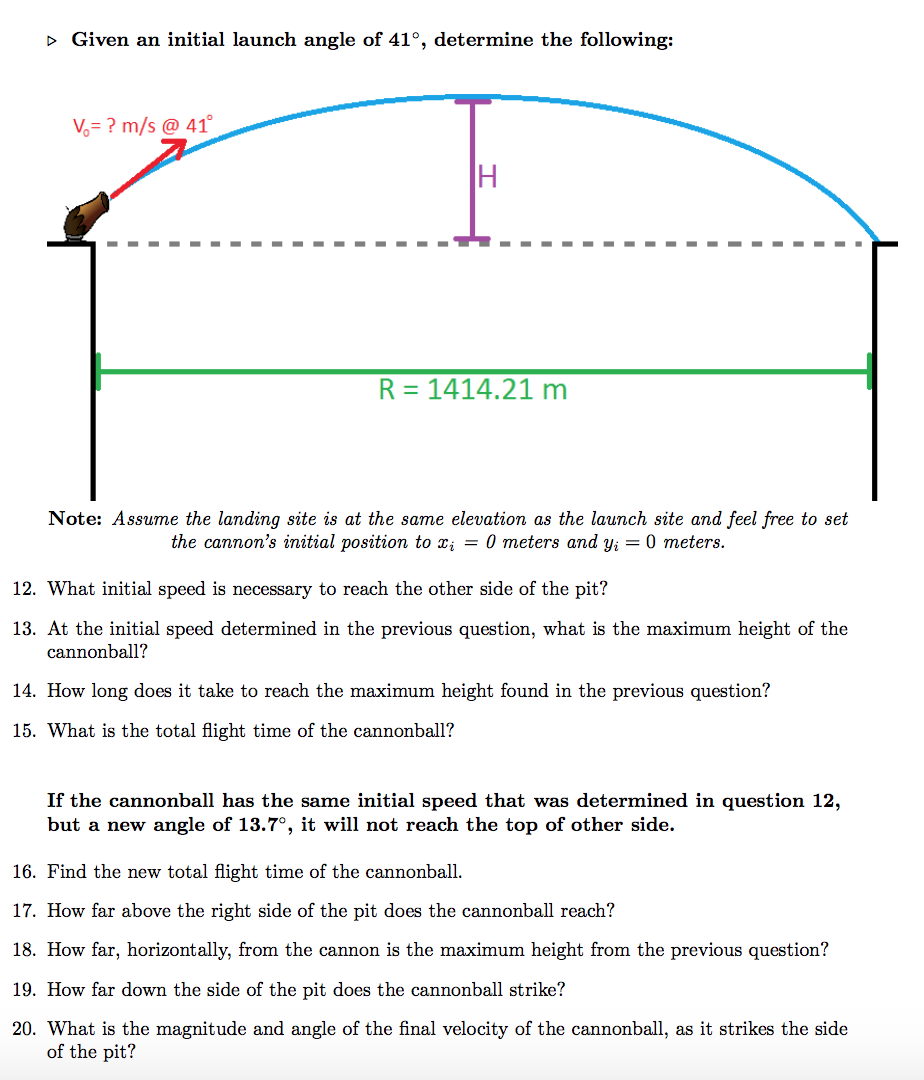 Solved Given an initial launch angle of 41°, determine the | Chegg.com