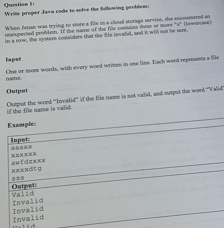 Solved Question 1: Write proper Java code to solve the | Chegg.com