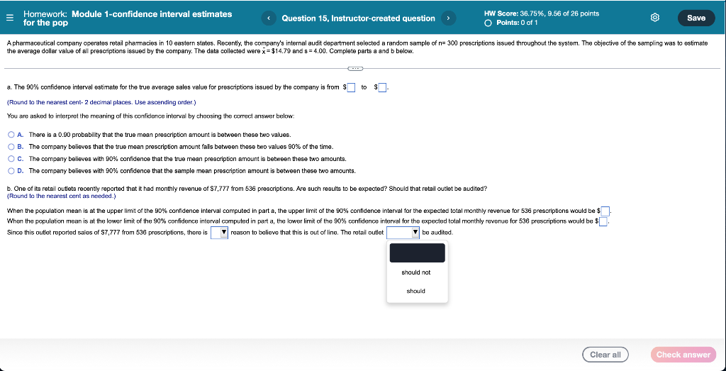 Solved Homework: Module 1-confidence interval estimates for | Chegg.com