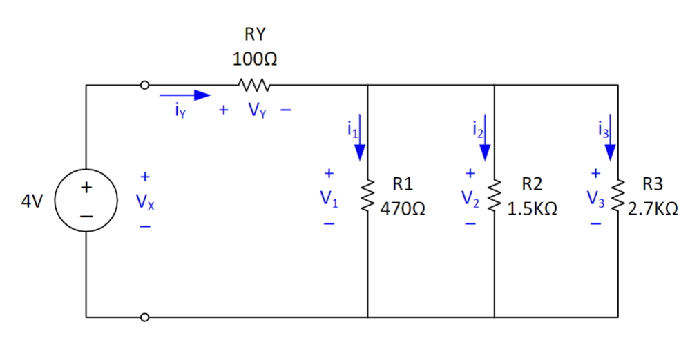 Solved For the circuit, determine the voltages VX, ﻿VY, ﻿V1, | Chegg.com