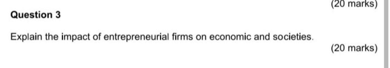 Solved Question 3 Explain the impact of entrepreneurial | Chegg.com