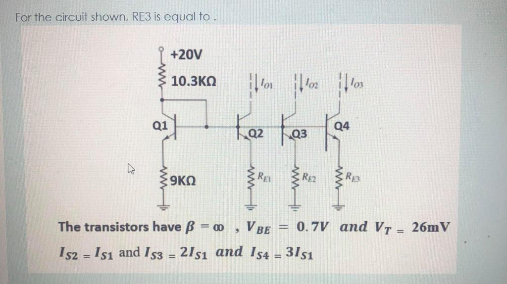Solved For The Circuit Shown Re3 Is Equal To v 10 3k Chegg Com