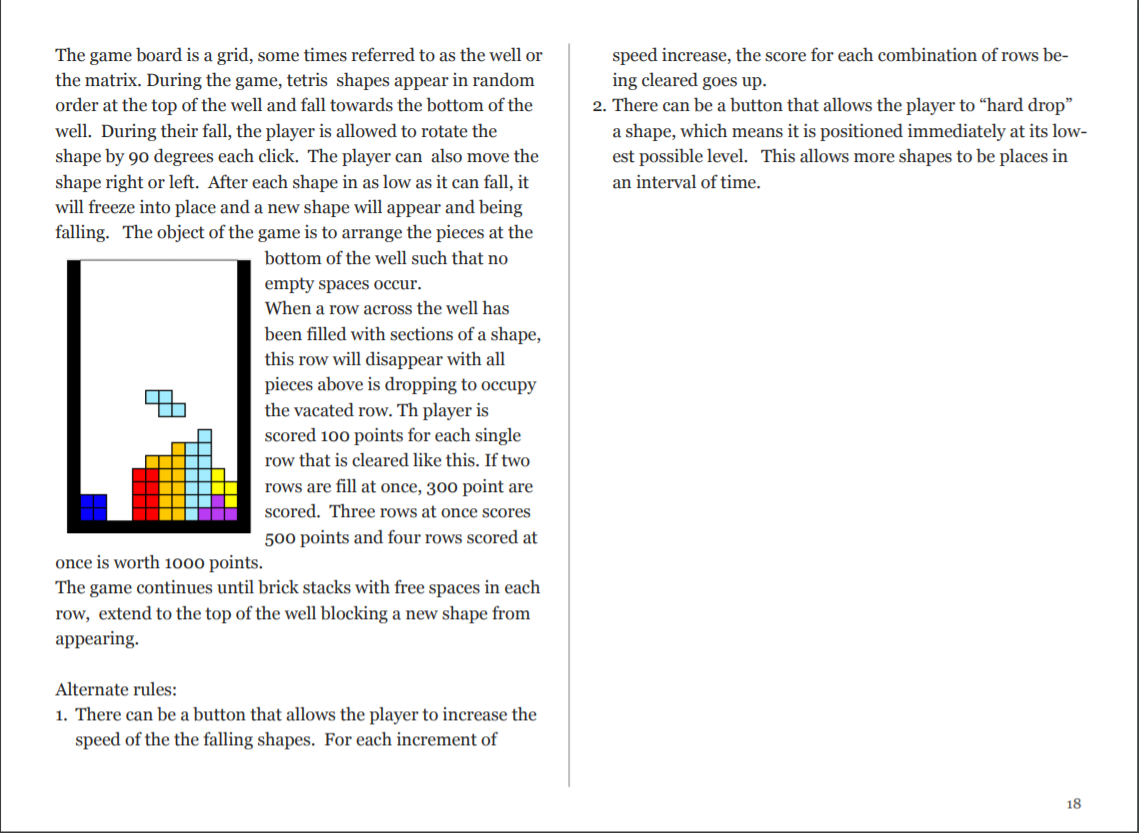 The seven Tetris shapes used in the Tetris game. Each block can be