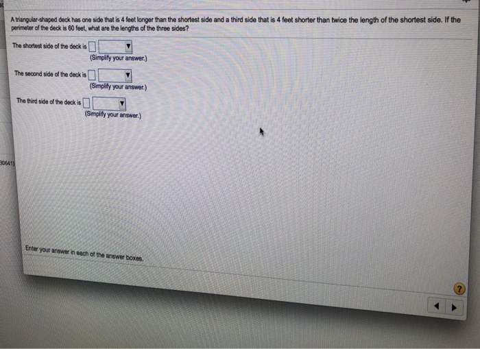 Solved A Triangular Shaped Deck Has One Side That Is 4 Feet Chegg