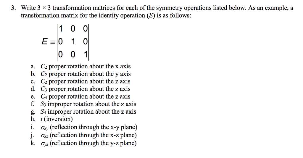 Solved Write 3 × 3 transformation matrices for each of the | Chegg.com