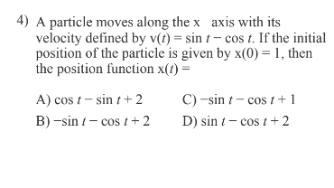 Solved A particle moves along the x ﻿axis with itsvelocity | Chegg.com