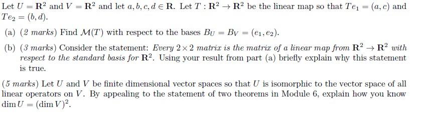 Solved Let U R And V R2 And Let A B C D E R Let T Chegg Com