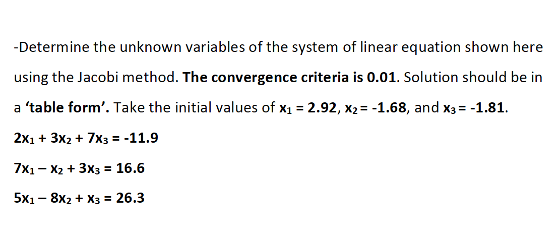 Solved -Determine the unknown variables of the system of | Chegg.com