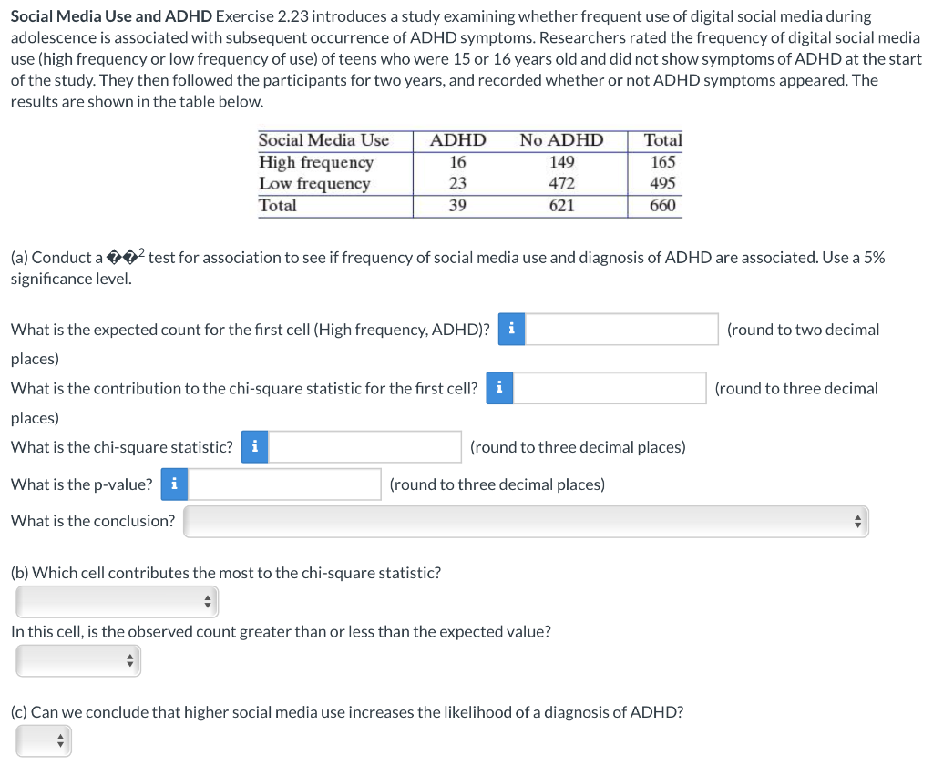Solved Social Media Use And ADHD Exercise 2 23 Introduces A Chegg