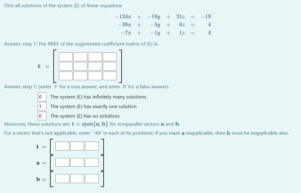 Solved Find all solutions of the system (E) of linear | Chegg.com