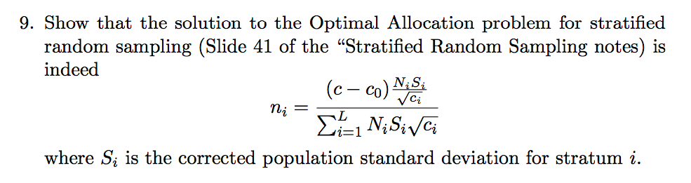 Solved 9. Show that the solution to the Optimal Allocation | Chegg.com