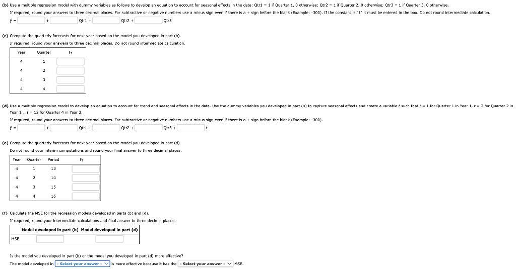 Solved Consider the following time series data. (a) Choose | Chegg.com