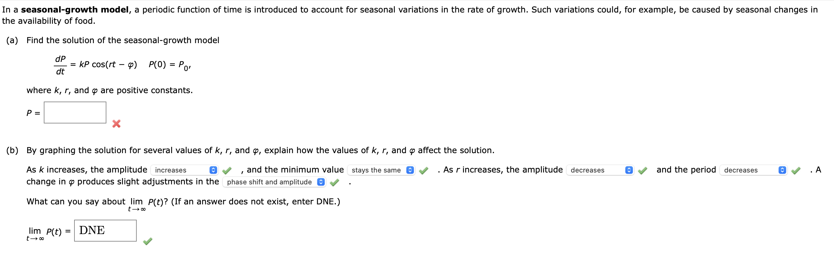 Solved In ﻿a seasonal-growth model, a periodic function of | Chegg.com