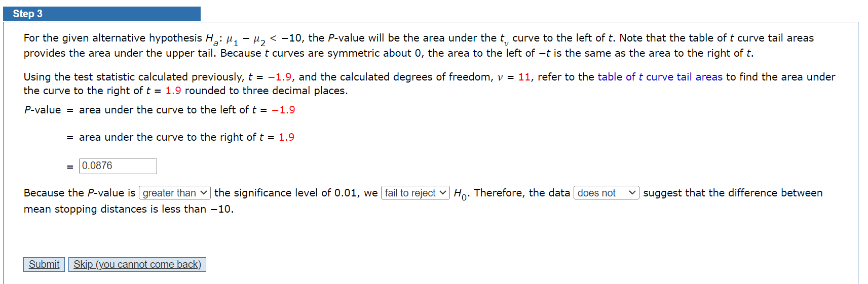 Solved For the given alternative hypothesis Ha:μ1−μ2