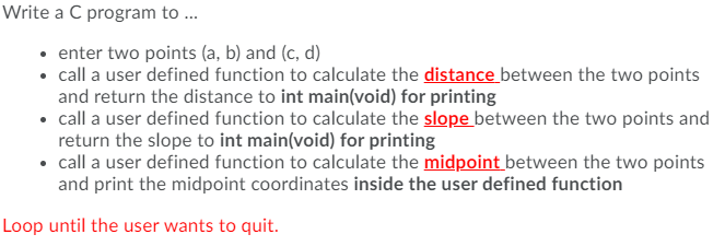 Solved Write a C program to ... • enter two points (a, b) | Chegg.com