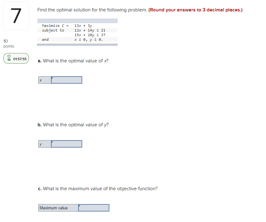 Solved Find the optimal solution for the following problem. | Chegg.com