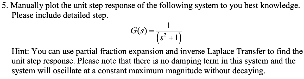 Solved 5. Manually plot the unit step response of the | Chegg.com