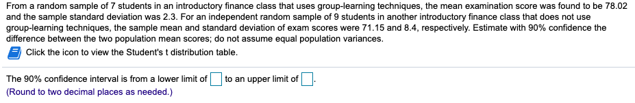 Solved From a random sample of 7 students in an introductory | Chegg.com