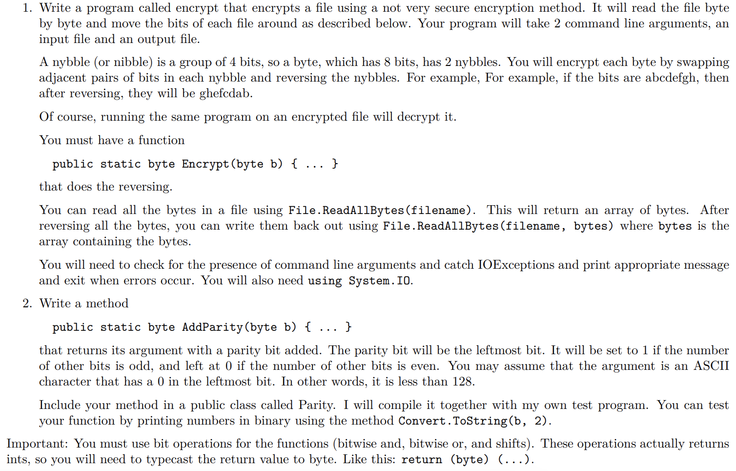 Solved 1. Write A Program Called Encrypt That Encrypts A | Chegg.com