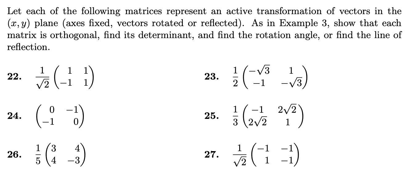 Solved Let each of the following matrices represent an | Chegg.com