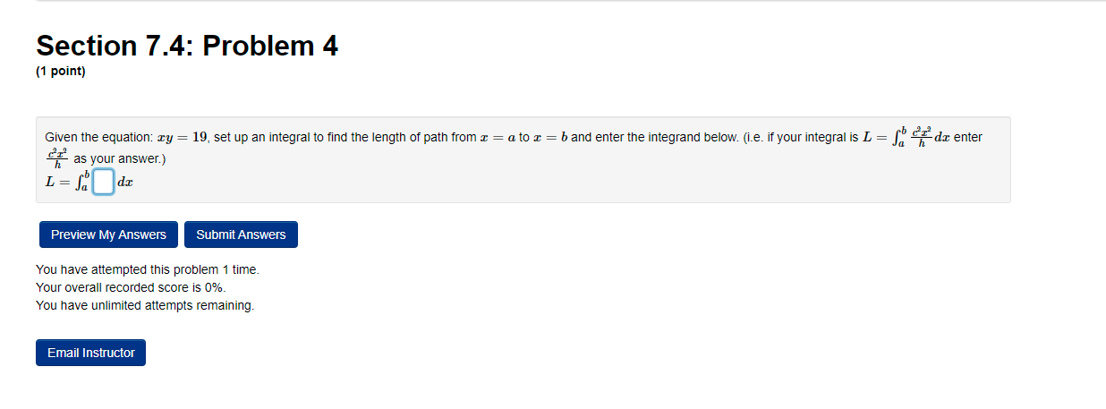 Solved Section 7.4: Problem 4 (1 Point) Given The Equation: | Chegg.com