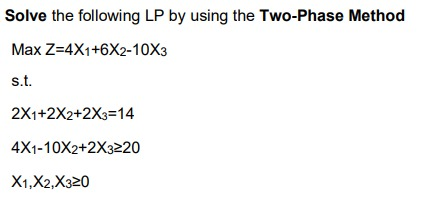 Solved Solve the following LP by using the Two-Phase Method | Chegg.com