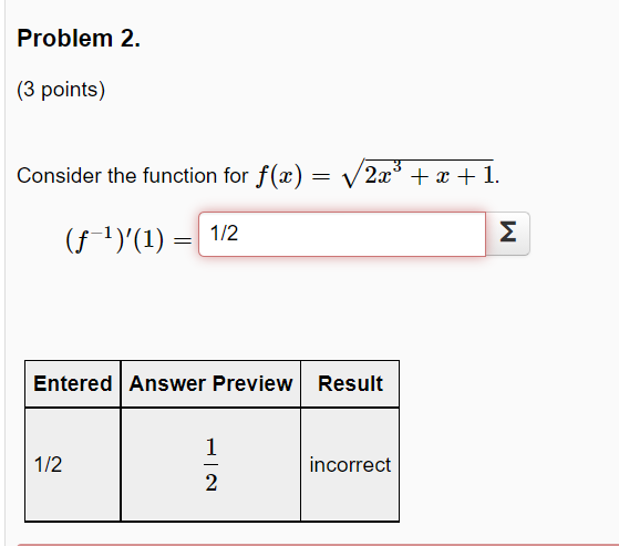 Solved Problem 2. (3 points) Consider the function for f(x) | Chegg.com