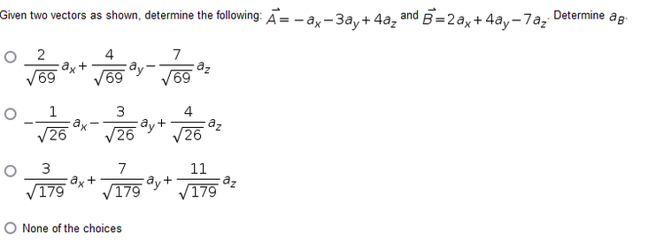 Solved Given Two Vectors As Shown, Determine The Following: | Chegg.com