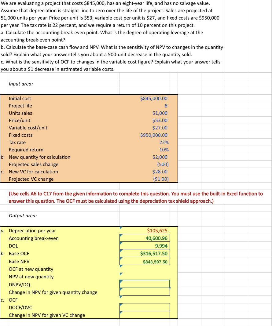 Solved Provide me with the Excel Formulas to solve these | Chegg.com