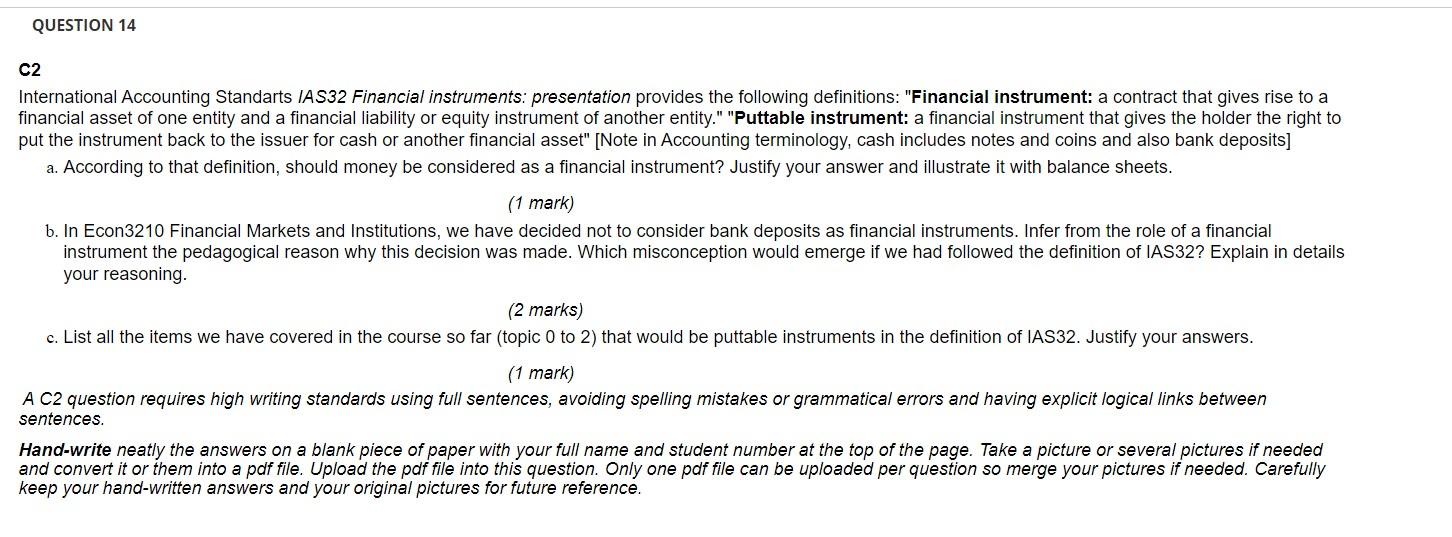 Solved C2 International Accounting Standarts IAS32 Financial