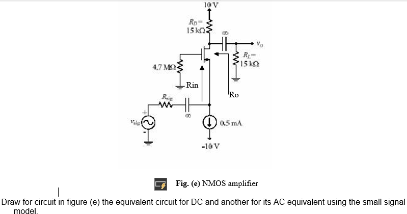 Solved Fig. (e) NMOS amplifier Draw for circuit in figure | Chegg.com