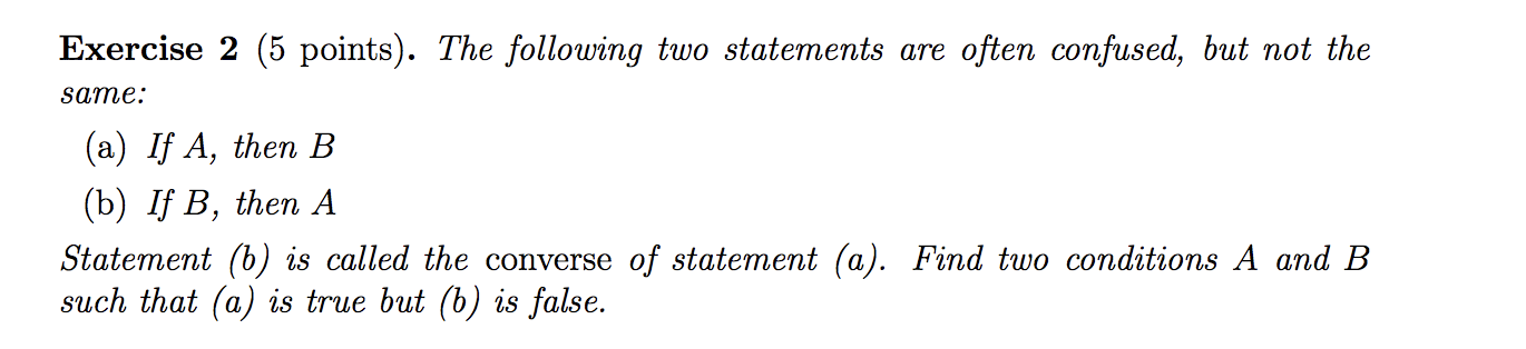 Solved Exercise 2 (5 points). The following two statements | Chegg.com