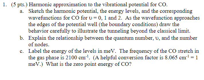 Solved (5 pts.) Harmonic approximation to the vibrational | Chegg.com