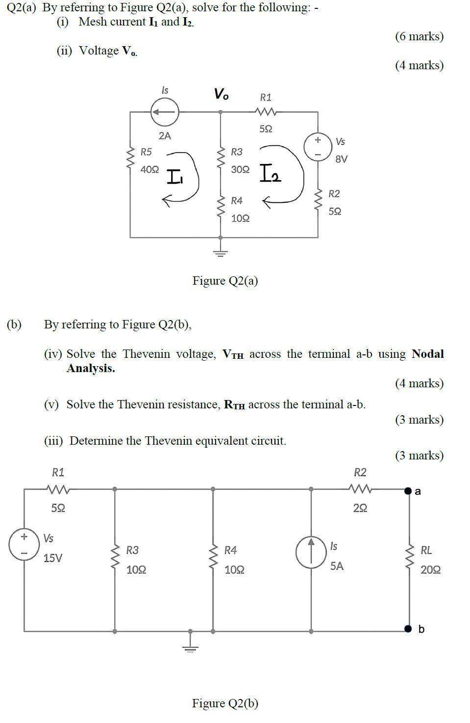 Solved Q2(a) By Referring To Figure Q2(a), Solve For The | Chegg.com