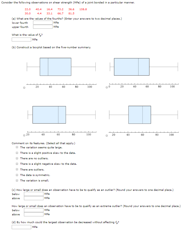 Solved Consider the following observations on shear strength | Chegg.com