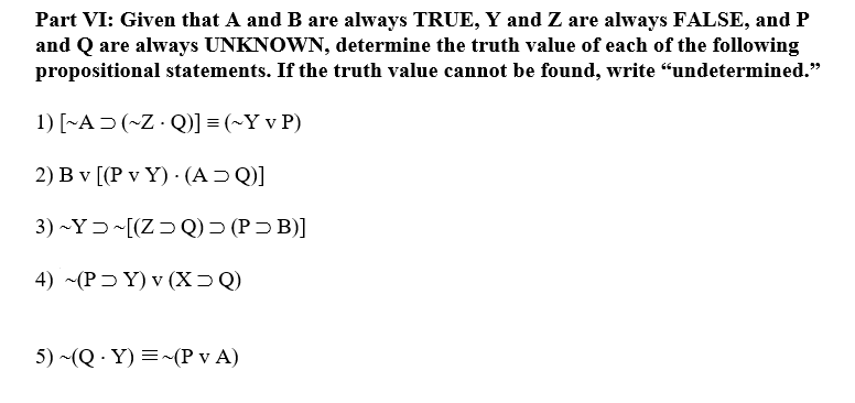 Solved Part Vi Given That A And B Are Always True Y And Chegg Com