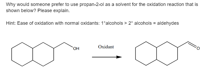 oxidation reaction of propan 2 ol