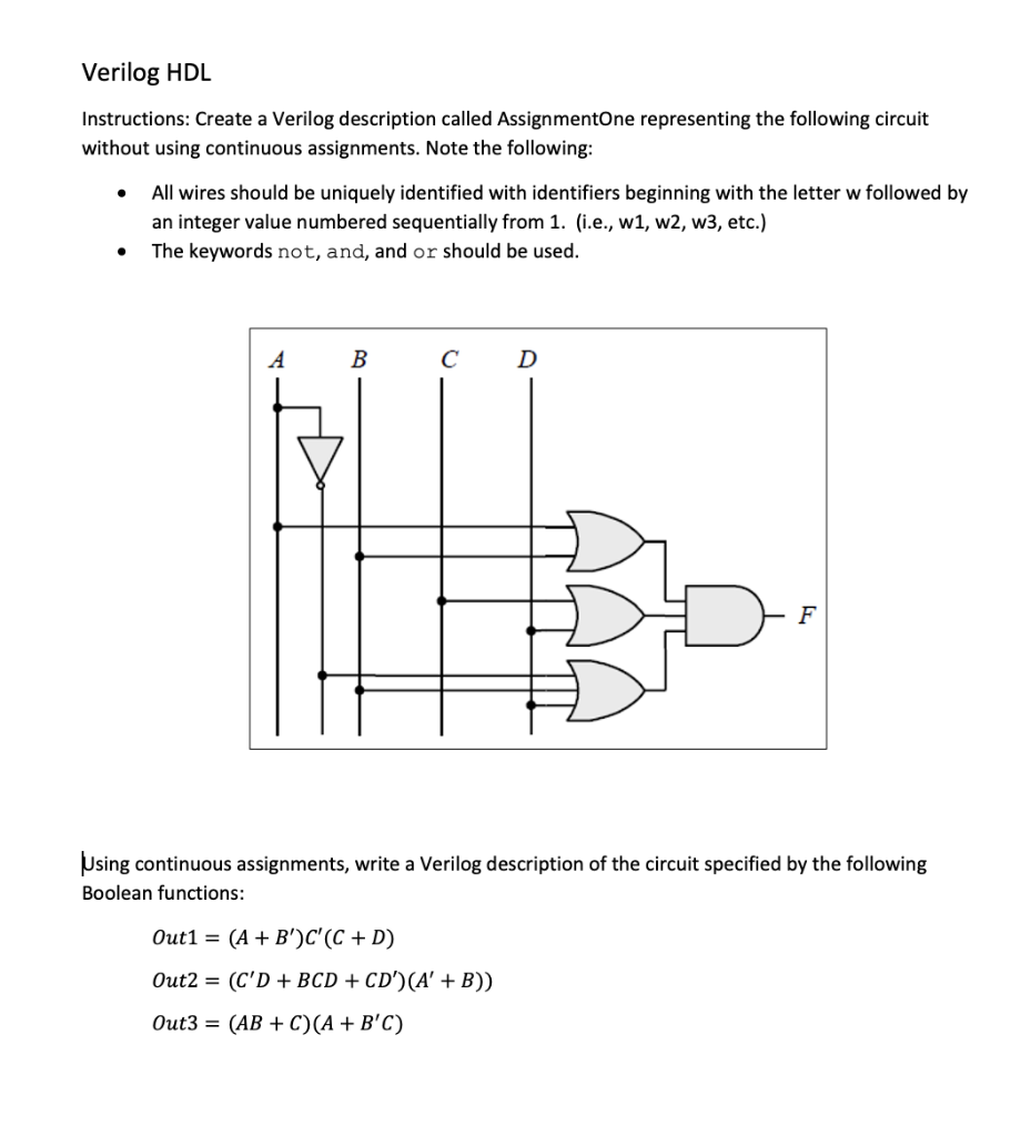 Solved Verilog HDL Instructions: Create a Verilog | Chegg.com