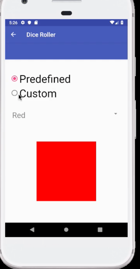 Solved Create only the color activity in the options menu 