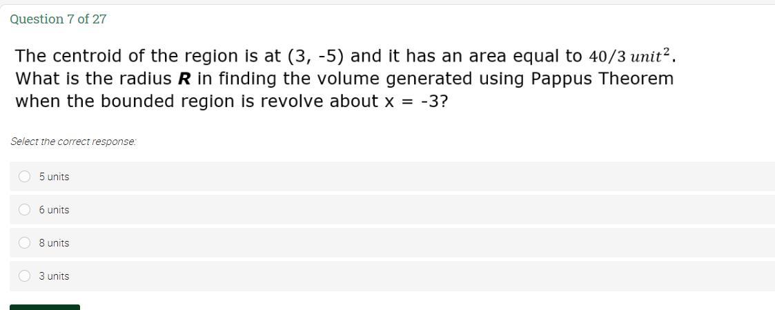 Solved Question 7 of 27 The centroid of the region is at (3, | Chegg.com
